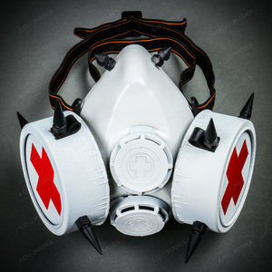 Steampunk Spikes Nurse Cosplay Costume Mask - White